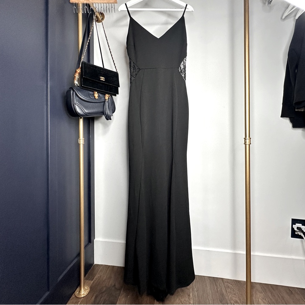 Windsor Mermaid Dress with Lace Panels and Short Train Floor Length
